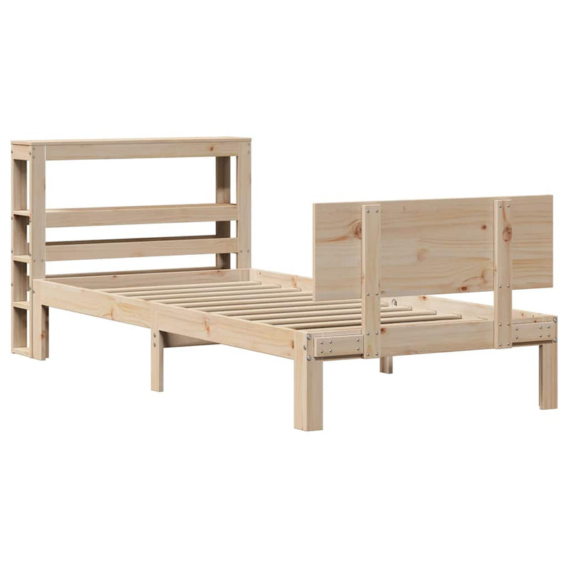 vidaXL tömör fenyőfa ágykeret fejtámlával 90 x 190 cm
