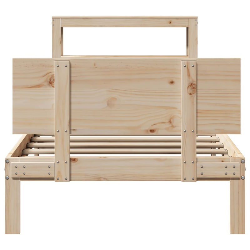 vidaXL tömör fenyőfa ágykeret fejtámlával 90 x 190 cm