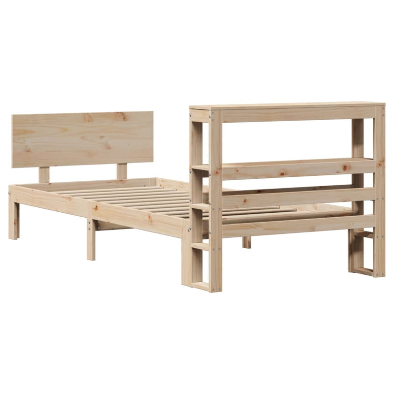 vidaXL tömör fenyőfa ágykeret fejtámlával 90 x 190 cm
