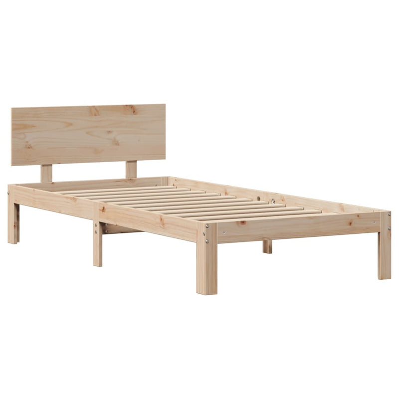 vidaXL tömör fenyőfa ágykeret fejtámlával 90 x 190 cm