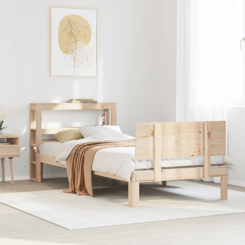 vidaXL tömör fenyőfa ágykeret fejtámlával 90 x 190 cm