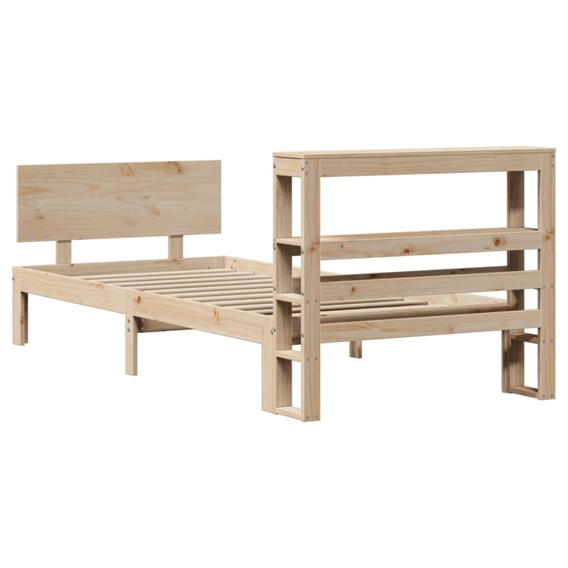 vidaXL tömör fenyőfa ágykeret fejtámlával 100 x 200 cm