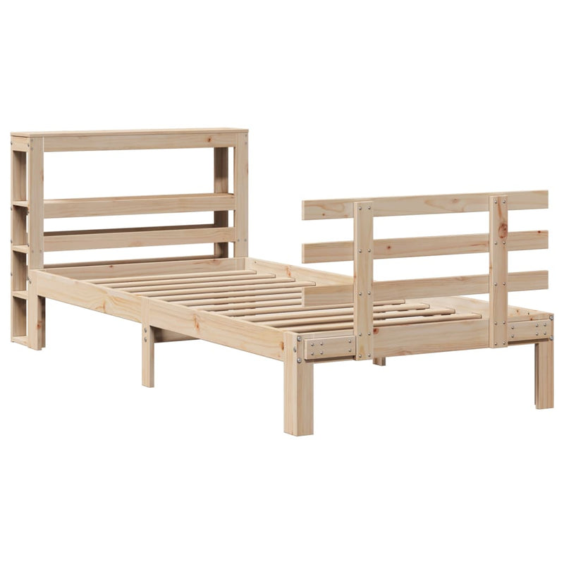 vidaXL tömör fenyőfa ágykeret fejtámlával 100 x 200 cm