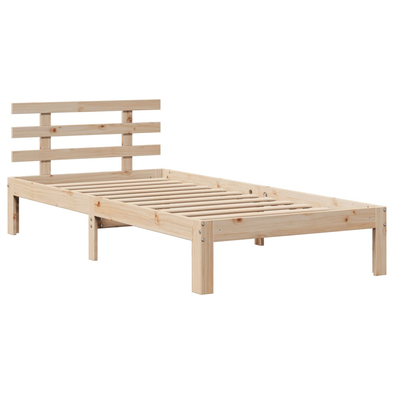 vidaXL tömör fenyőfa ágykeret fejtámlával 100 x 200 cm