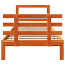 vidaXL viaszbarna tömör fenyőfa ágykeret fejtámlával 75 x 190 cm