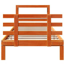 vidaXL viaszbarna tömör fenyőfa ágykeret fejtámlával 100 x 200 cm