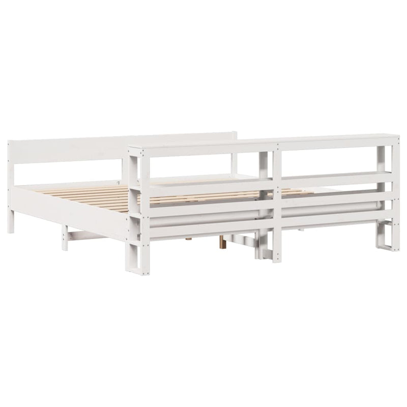 vidaXL fehér tömör fenyőfa ágy matrac nélkül 180 x 200 cm