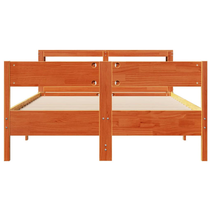 vidaXL viaszbarna tömör fenyőfa ágy matrac nélkül 150 x 200 cm