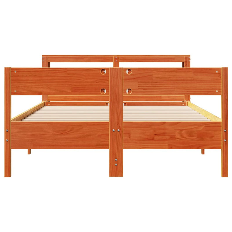 vidaXL viaszbarna tömör fenyőfa ágy matrac nélkül 140 x 190 cm