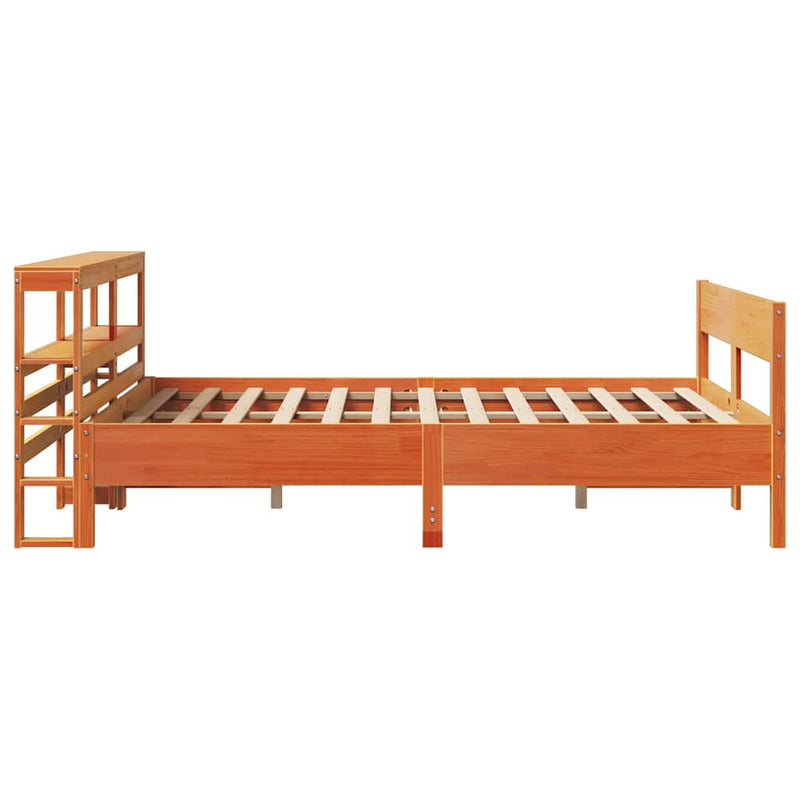 vidaXL viaszbarna tömör fenyőfa ágy matrac nélkül 140 x 190 cm