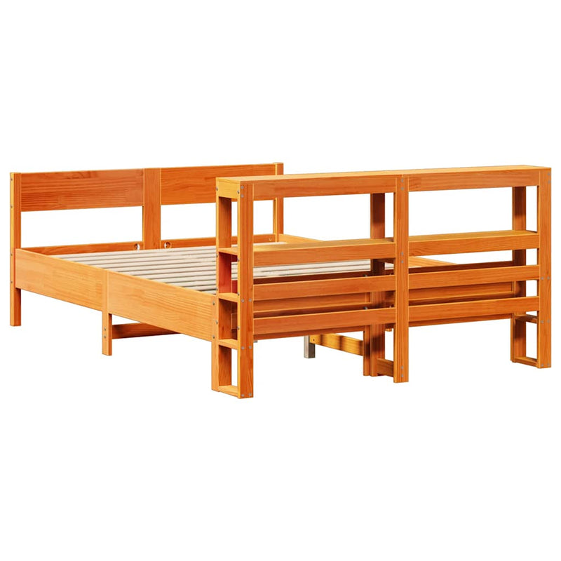 vidaXL viaszbarna tömör fenyőfa ágy matrac nélkül 140 x 190 cm