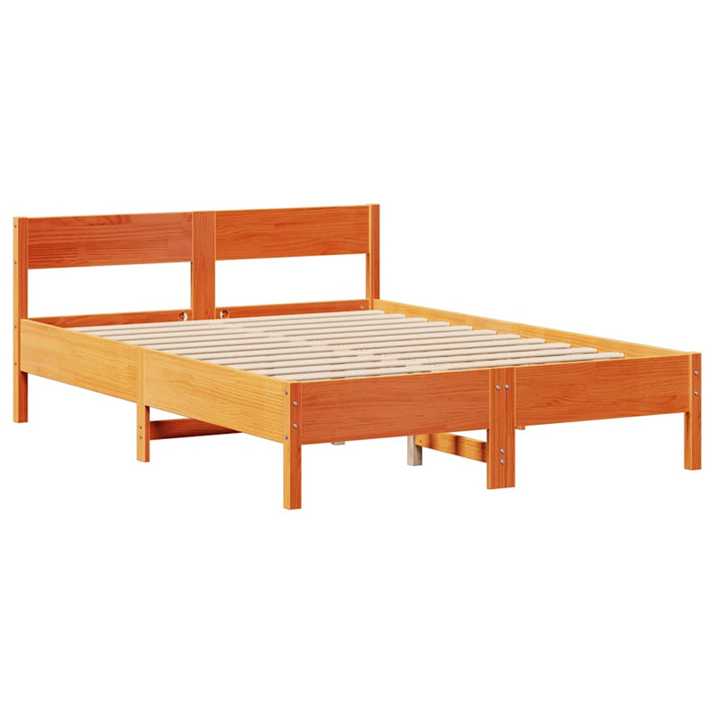 vidaXL viaszbarna tömör fenyőfa ágy matrac nélkül 140 x 190 cm