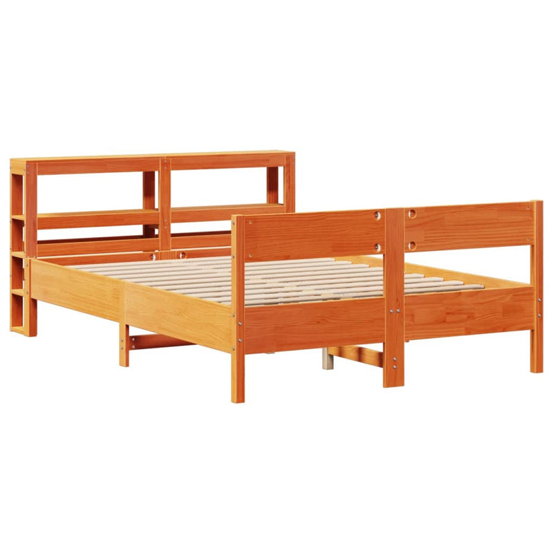 vidaXL viaszbarna tömör fenyőfa ágy matrac nélkül 120 x 190 cm