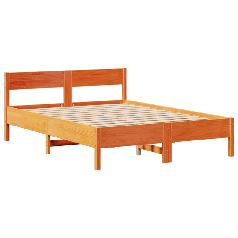 vidaXL viaszbarna tömör fenyőfa ágy matrac nélkül 120 x 190 cm