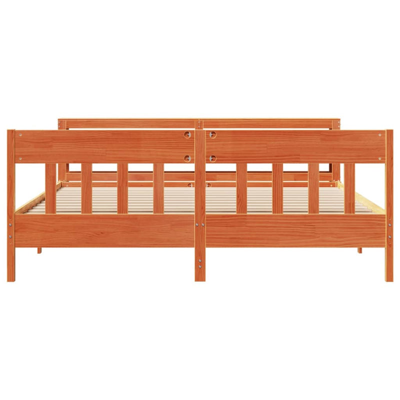 vidaXL viaszbarna tömör fenyőfa ágy matrac nélkül 200 x 200 cm