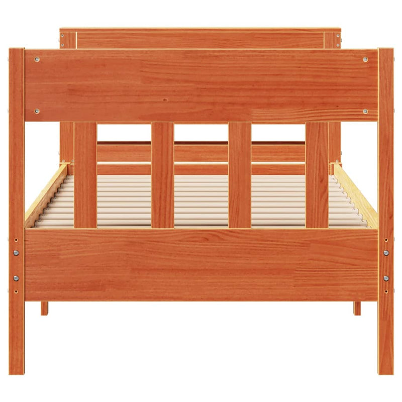 vidaXL viaszbarna tömör fenyőfa ágy matrac nélkül 90 x 200 cm