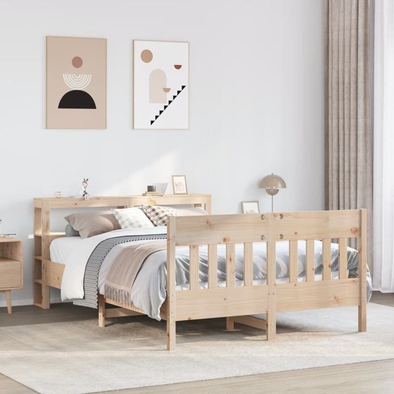 vidaXL tömör fenyőfa ágy matrac nélkül 140 x 190 cm