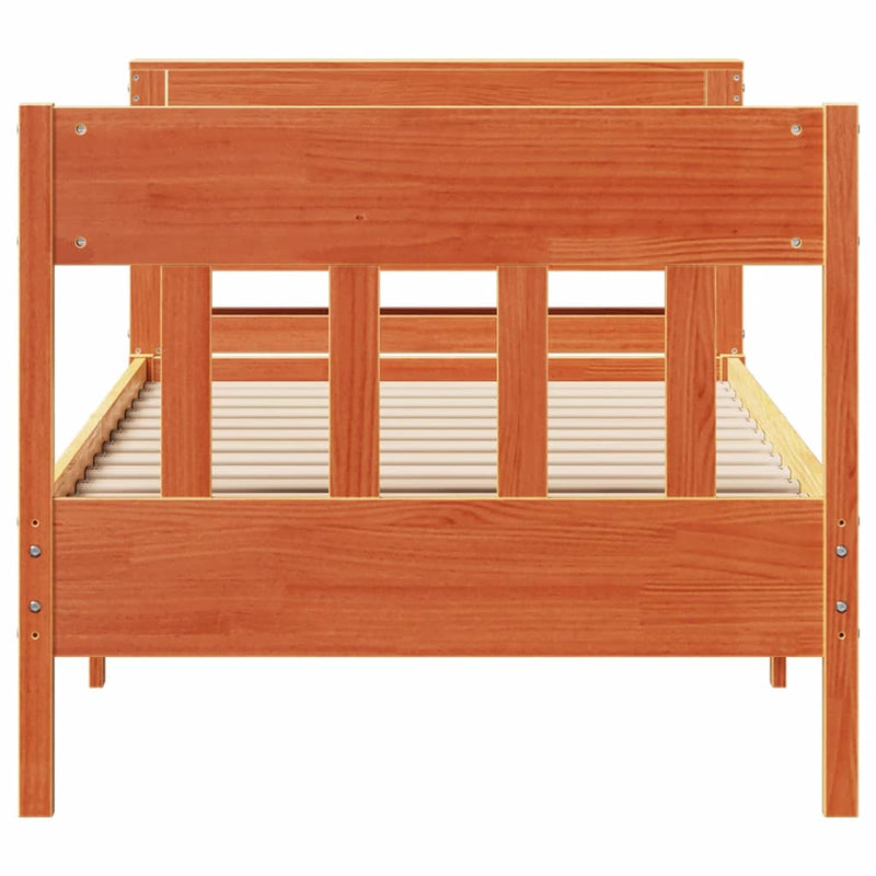 vidaXL viaszbarna tömör fenyőfa ágy matrac nélkül 75 x 190 cm