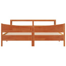 vidaXL viaszbarna tömör fenyőfa ágykeret fejtámlával 200 x 200 cm