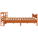 vidaXL viaszbarna tömör fenyőfa ágykeret fejtámlával 200 x 200 cm