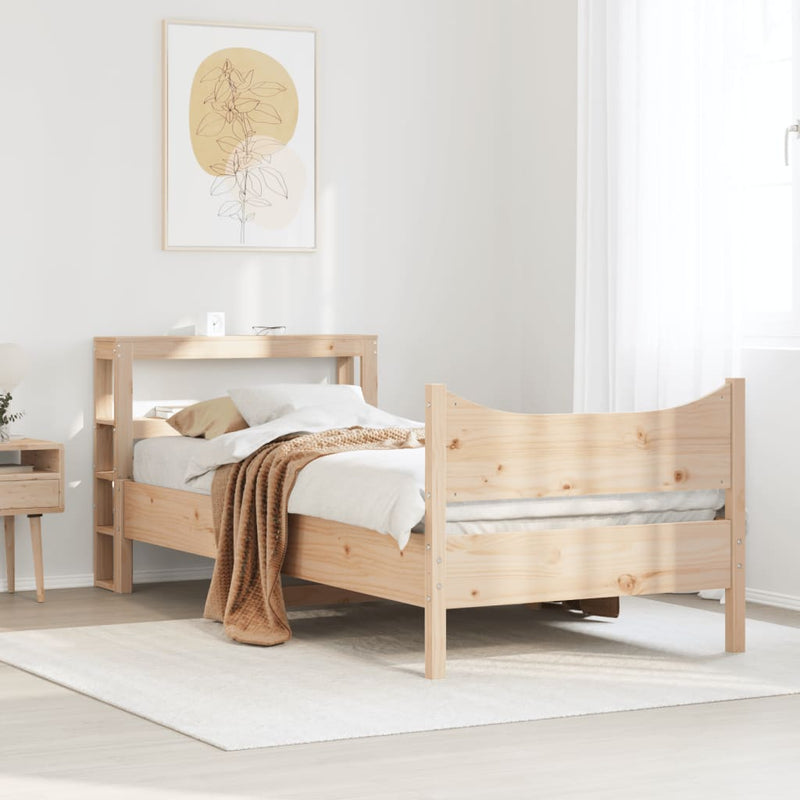 vidaXL tömör fenyőfa ágykeret fejtámlával 90 x 200 cm