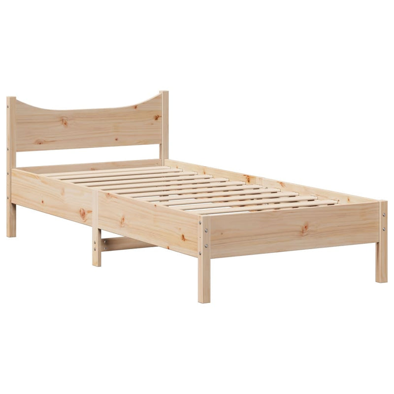 vidaXL tömör fenyőfa ágykeret fejtámlával 90 x 200 cm