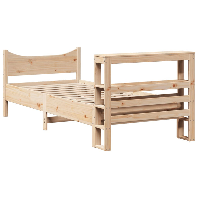 vidaXL tömör fenyőfa ágykeret fejtámlával 90 x 190 cm