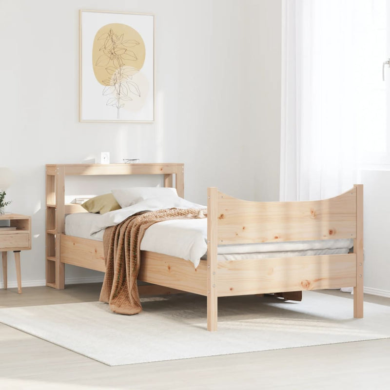 vidaXL tömör fenyőfa ágykeret fejtámlával 75 x 190 cm