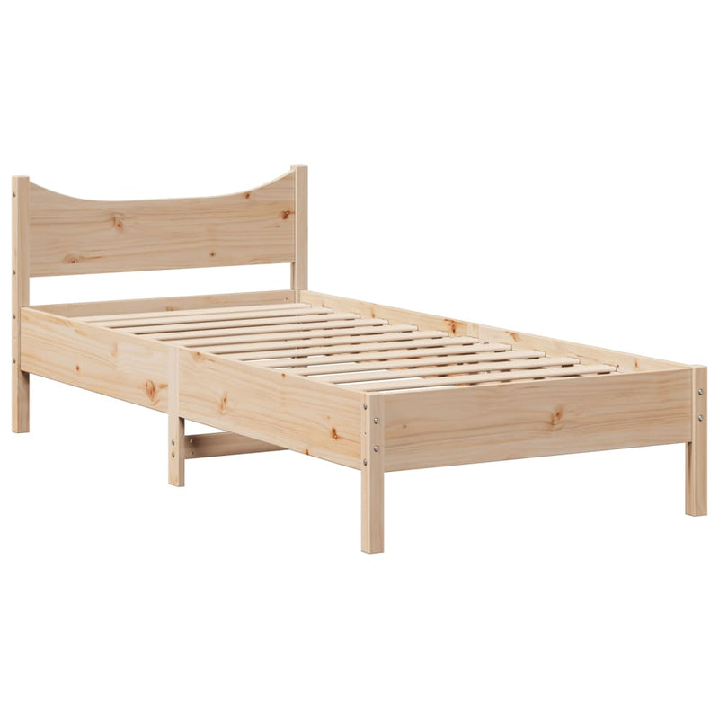 vidaXL tömör fenyőfa ágykeret fejtámlával 75 x 190 cm