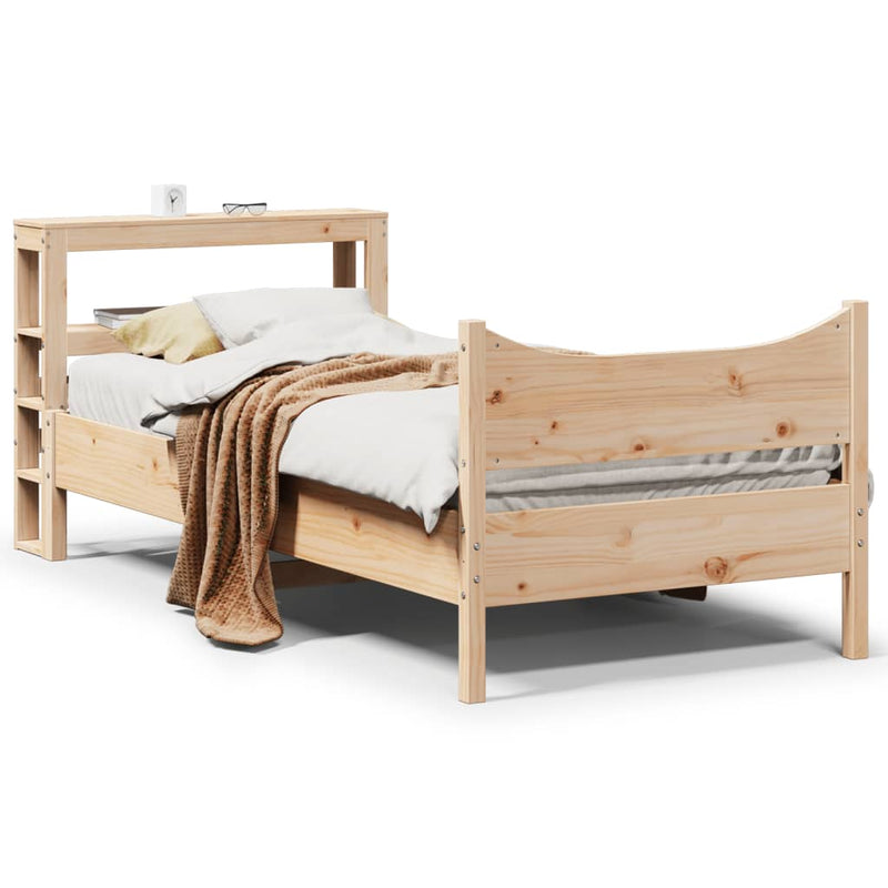 vidaXL tömör fenyőfa ágykeret fejtámlával 75 x 190 cm