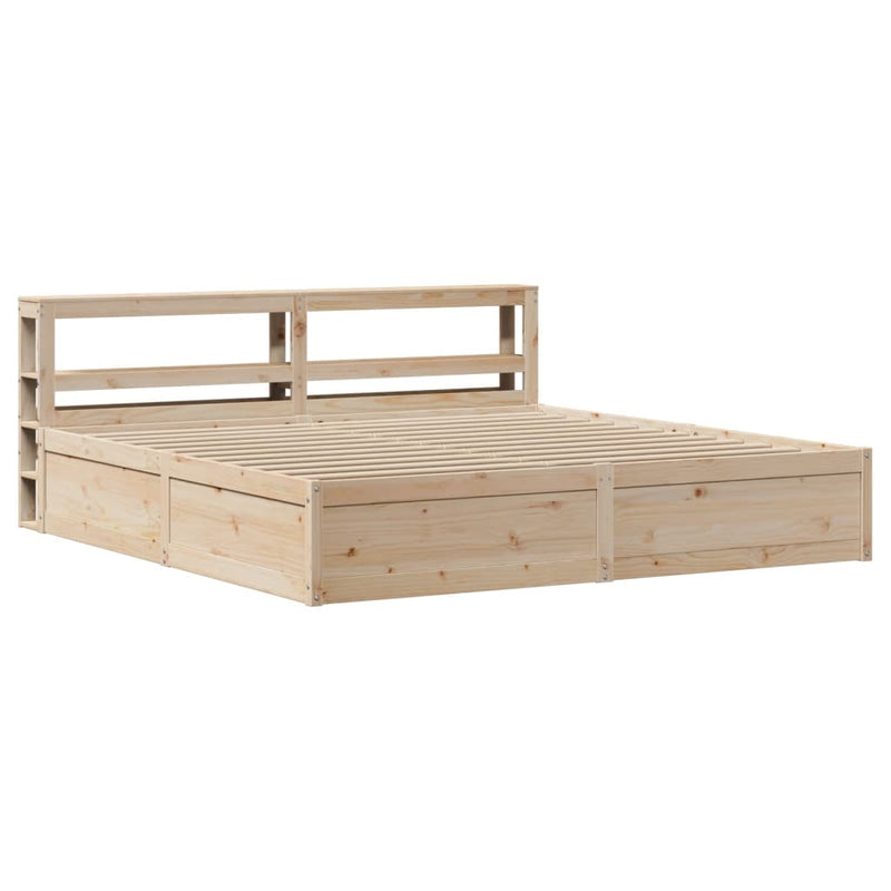 vidaXL tömör fenyőfa ágykeret fejtámlával 200 x 200 cm