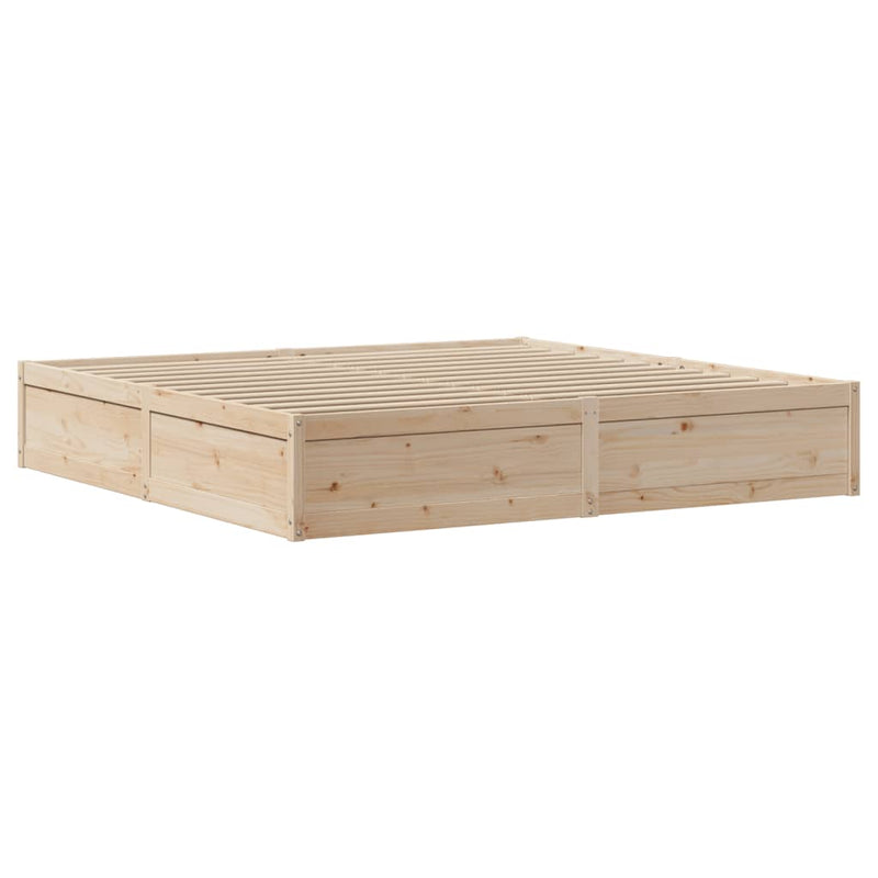 vidaXL tömör fenyőfa ágykeret fejtámlával 200 x 200 cm