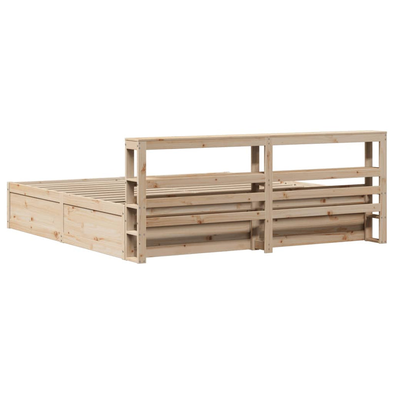 vidaXL tömör fenyőfa ágykeret fejtámlával 200 x 200 cm