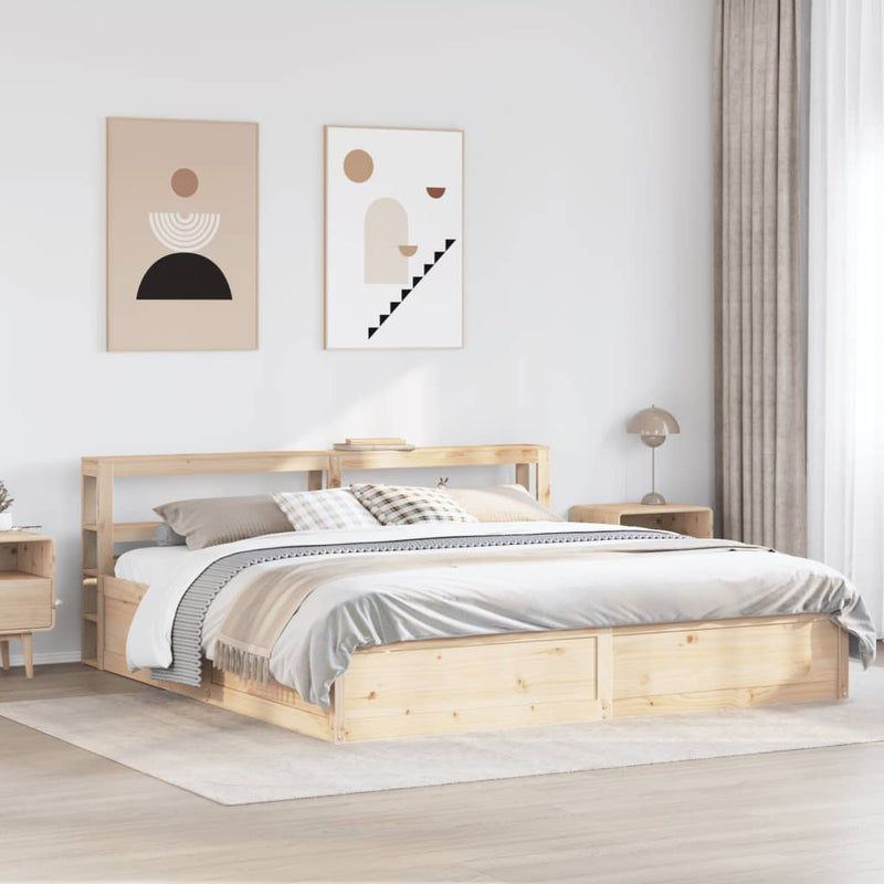 vidaXL tömör fenyőfa ágykeret fejtámlával 180 x 200 cm