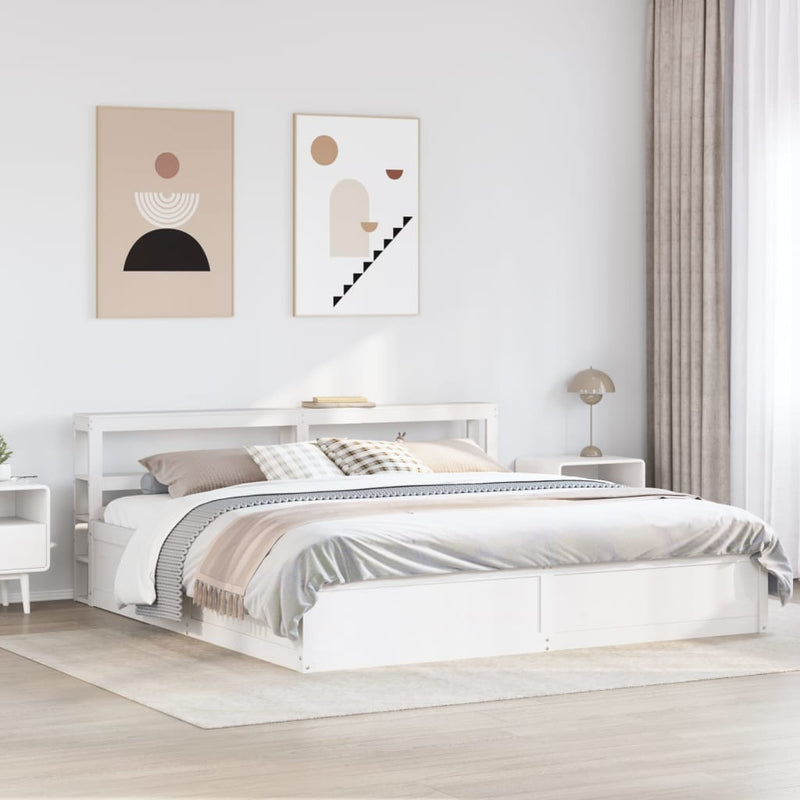 vidaXL fehér tömör fenyőfa ágykeret fejtámlával 180 x 200 cm