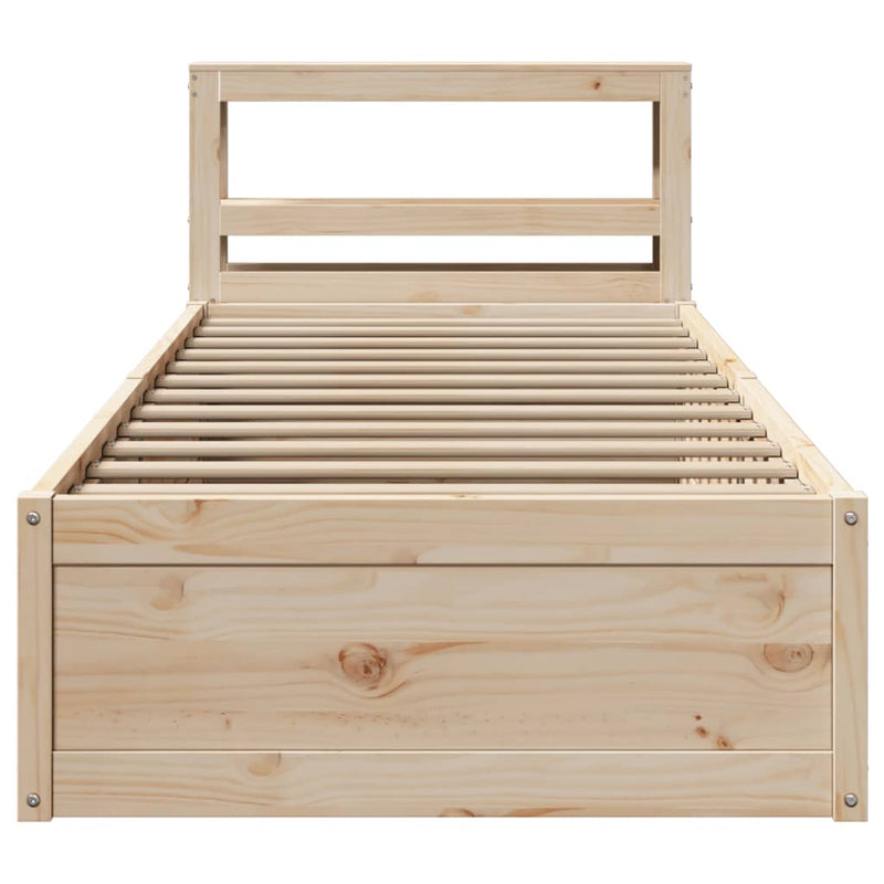 vidaXL tömör fenyőfa ágykeret fejtámlával 100 x 200 cm