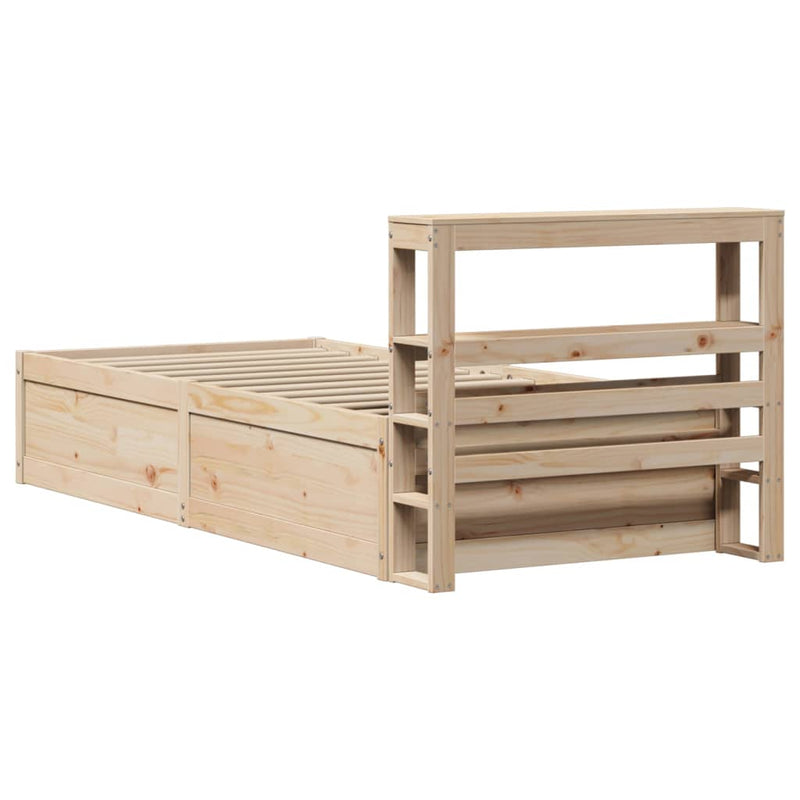 vidaXL tömör fenyőfa ágykeret fejtámlával 100 x 200 cm