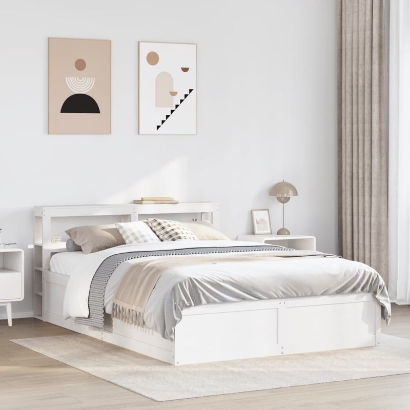 vidaXL fehér tömör fenyőfa ágykeret fejtámlával 120 x 190 cm