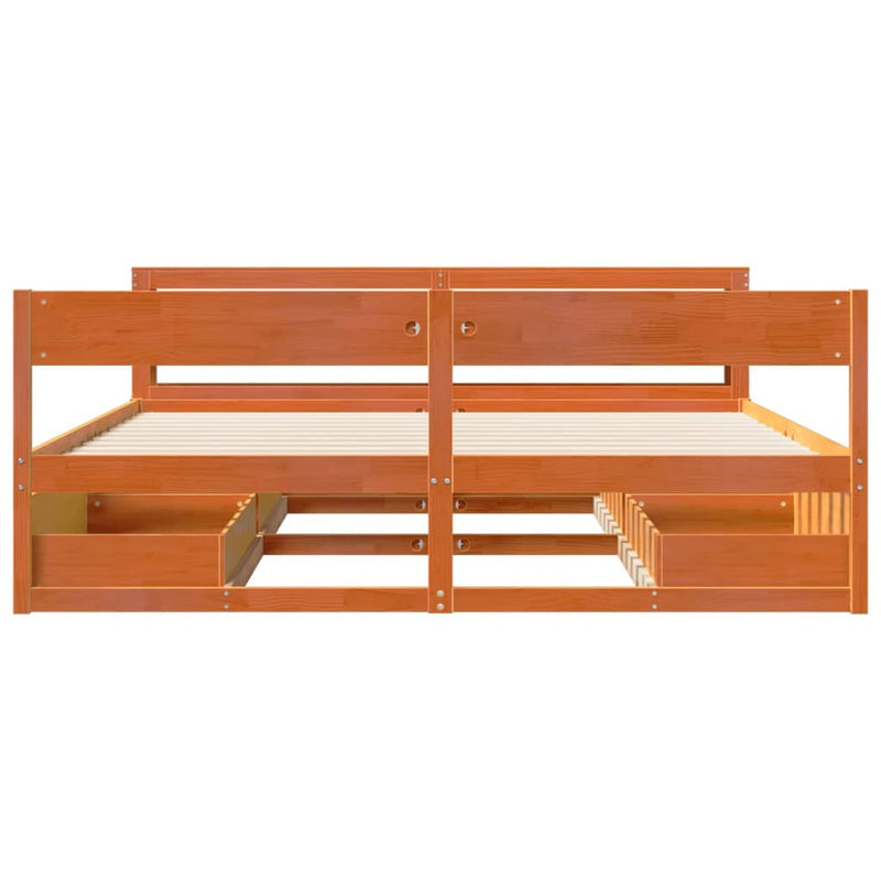 vidaXL viaszbarna tömör fenyőfa ágy matrac nélkül 180 x 200 cm