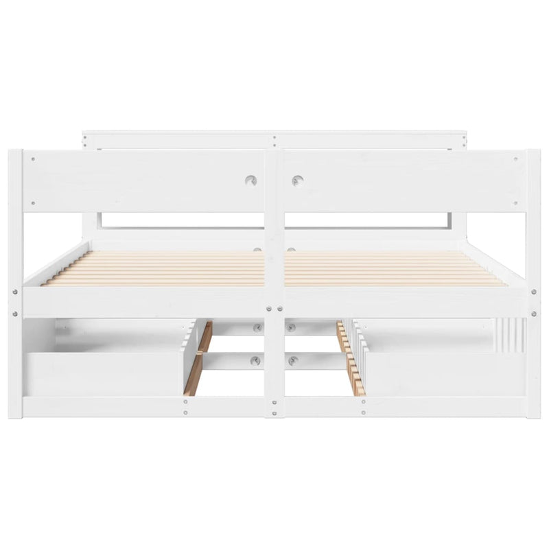 vidaXL fehér tömör fenyőfa ágy matrac nélkül 140 x 200 cm