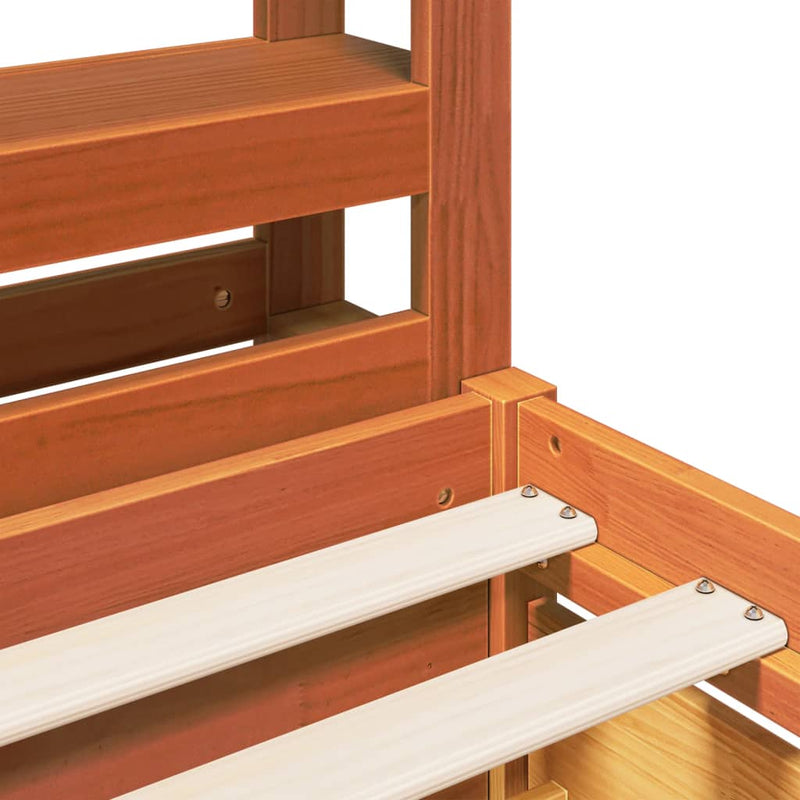 vidaXL viaszbarna tömör fenyőfa ágy matrac nélkül 90 x 190 cm