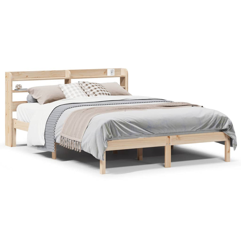vidaXL tömör fenyőfa ágy matrac nélkül 135 x 190 cm