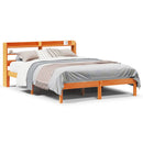 vidaXL viaszbarna tömör fenyőfa ágykeret fejtámlával 135 x 190 cm