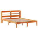 vidaXL viaszbarna tömör fenyőfa ágykeret fejtámlával 135 x 190 cm
