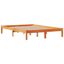 vidaXL viaszbarna tömör fenyőfa ágykeret fejtámlával 135 x 190 cm