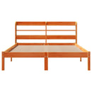 vidaXL viaszbarna tömör fenyőfa ágykeret fejtámlával 135 x 190 cm