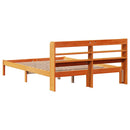 vidaXL viaszbarna tömör fenyőfa ágykeret fejtámlával 135 x 190 cm