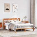 vidaXL viaszbarna tömör fenyőfa ágykeret fejtámlával 135 x 190 cm