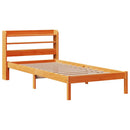vidaXL viaszbarna tömör fenyőfa ágykeret fejtámlával 100 x 200 cm