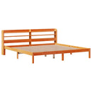vidaXL viaszbarna tömör fenyőfa ágykeret fejtámlával 200 x 200 cm